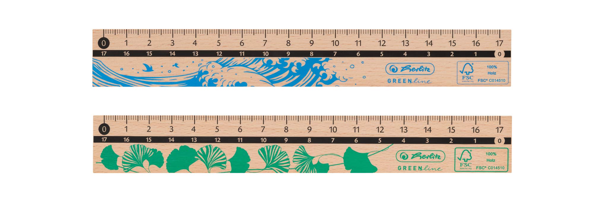 Herlitz 50033614 Ruler, 17 cm, Made from 100% FSC Wood, 1 Piece