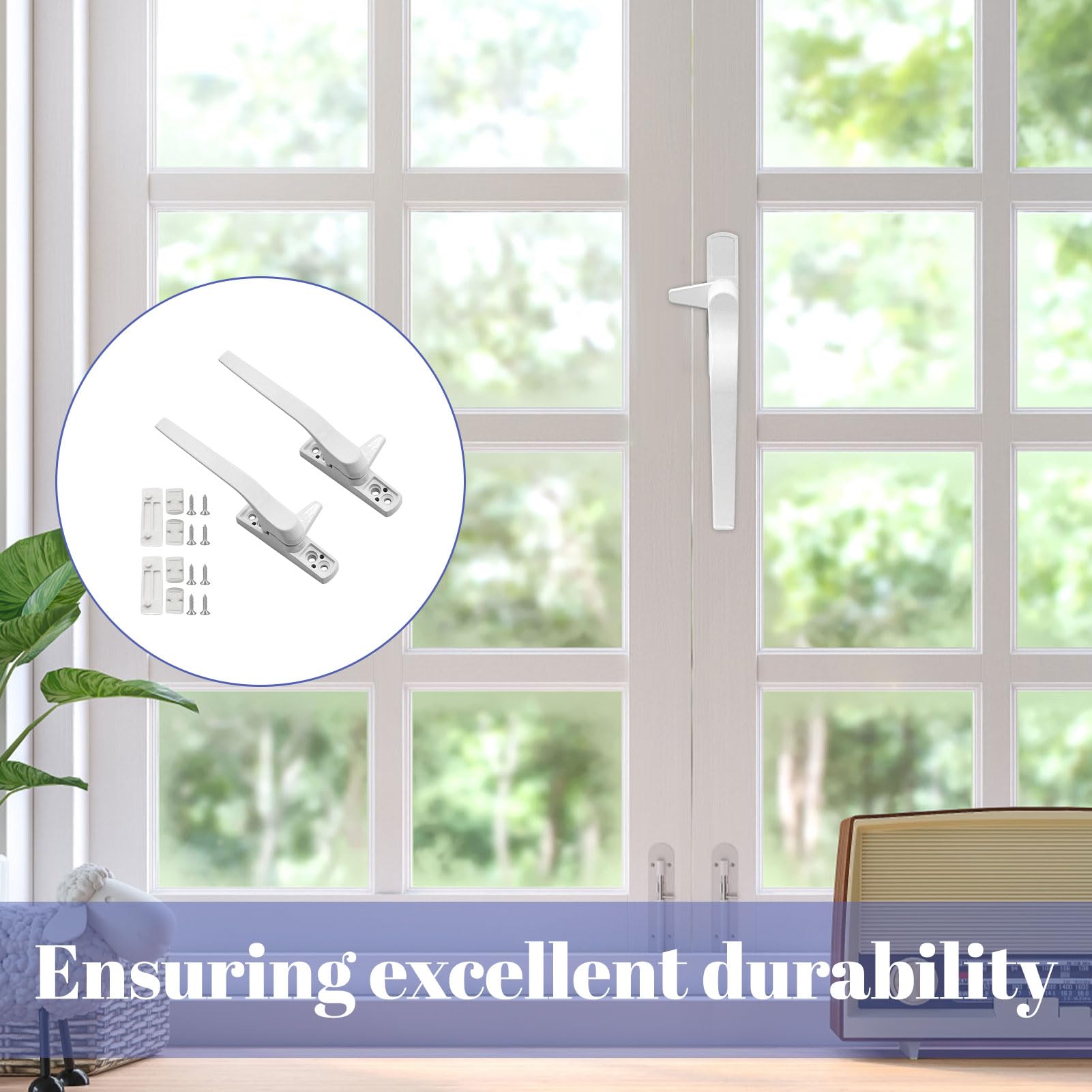 Window Handle,2 PCS Double Glazing UPVC Window Handles,White Cockspur Window Handle Replacement Kit,Right Hand,Handle Lever for Windows and Sliding Doors - Image 4
