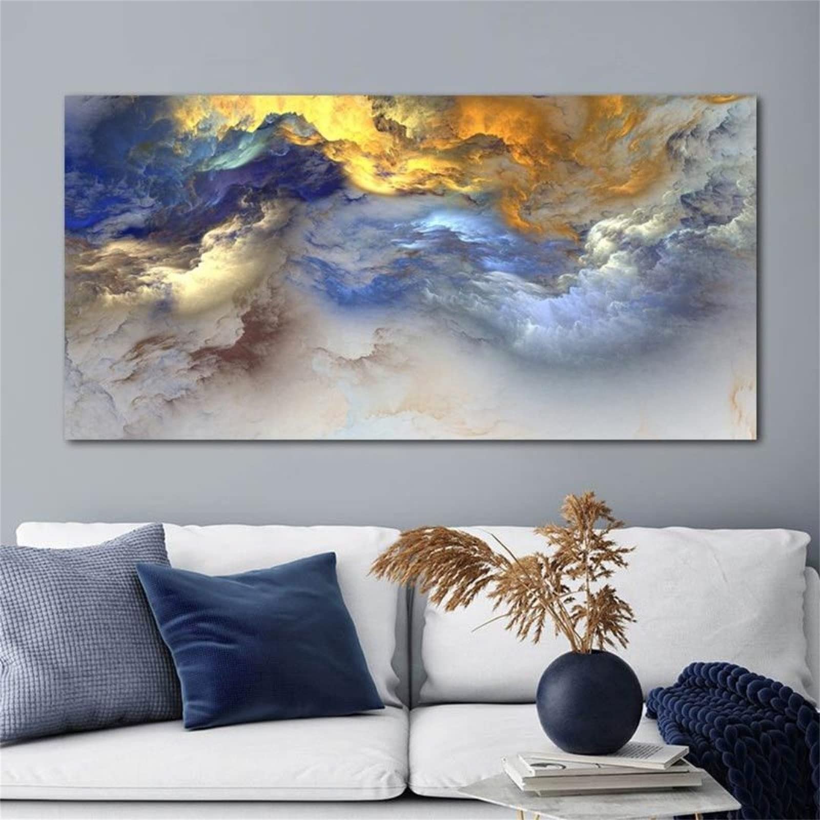 DIY zestawy do malowania diamentami 5D, pełne wiertło diamentowy obraz dla dorosłych i dzieci, kryształ górski haftowanie obrazy do dekoracji ścian domu - 80 x 160 cm / 31 x 63 cali (niebiesko-żółta chmura)