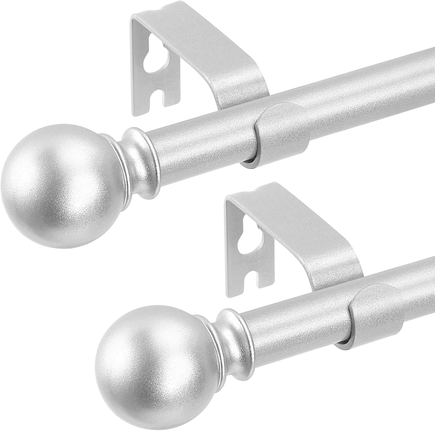 2 Pack Silver Curtain Rods 28 to 48 Inches(2.34 Feet),5/8 inch Splicing Drapery