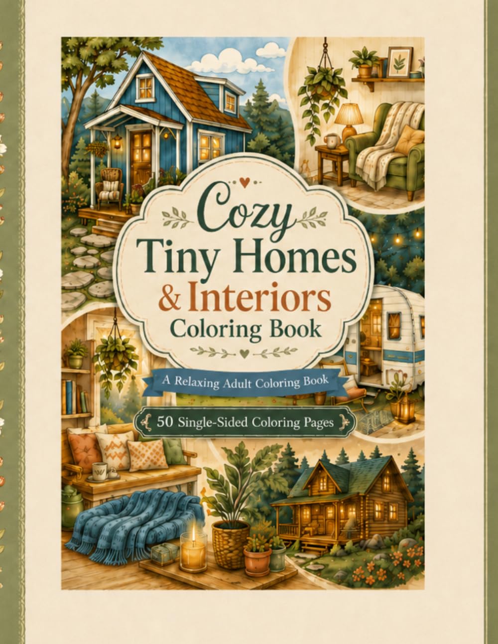 Cozy Tiny Homes & Interiors Coloring Book: A Relaxing Adult Coloring Book