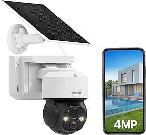 ZOSI C291 4MP 2.5K WiFi Solar Security Camera Outdoor, Wireless Battery Powered 360 View PT Camera with PIR Smart Detection, Color Night Vision, Two-Way Talk, Spotlight & Siren Alarm (No SD Card) asin的图片