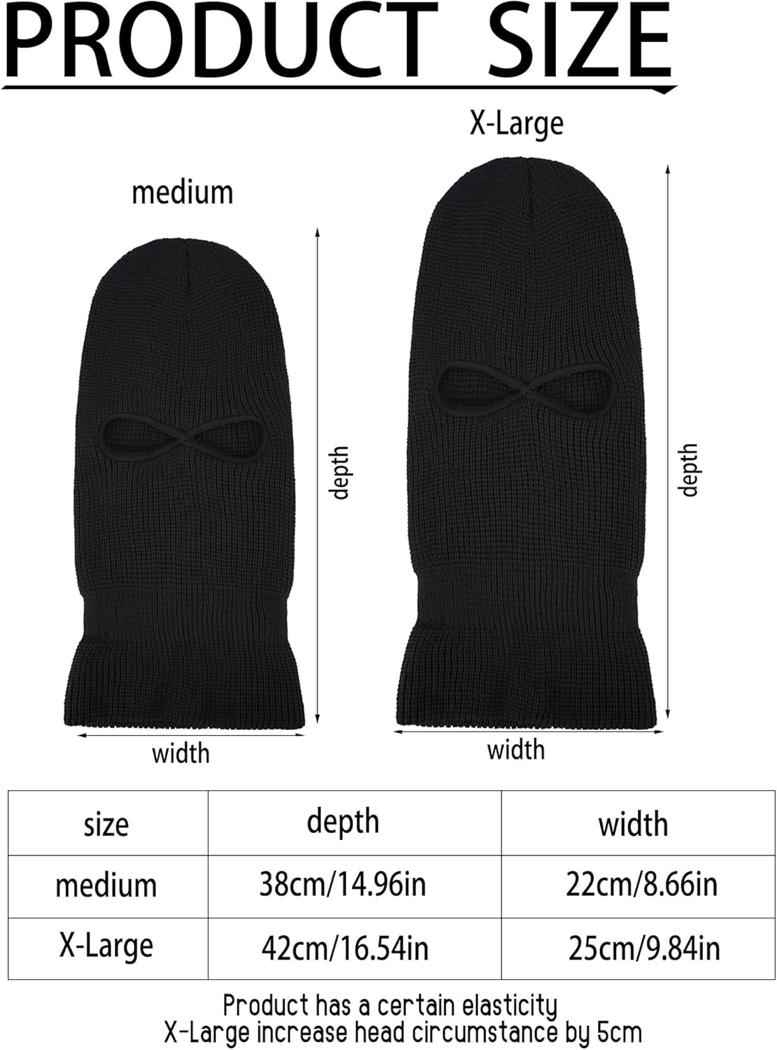 HESTYA 2 Holes Ski Masks Winter Balaclava Knitted Full Face Cover Mask Beanie Hat for Men Women Cold Weather Outdoor Sports - Image 3