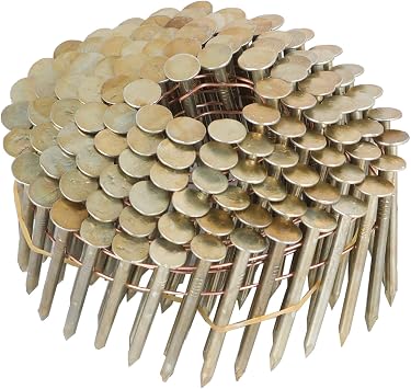findmall 7200 Count Coil Roofing Nails 1-3/4-Inch x .120-Inch 15-Degree Round Head Wire Weld Collated Smooth Shank Electro Galvanized Coil Roofing Nails for Roofs Lathing and Sheathing Materials