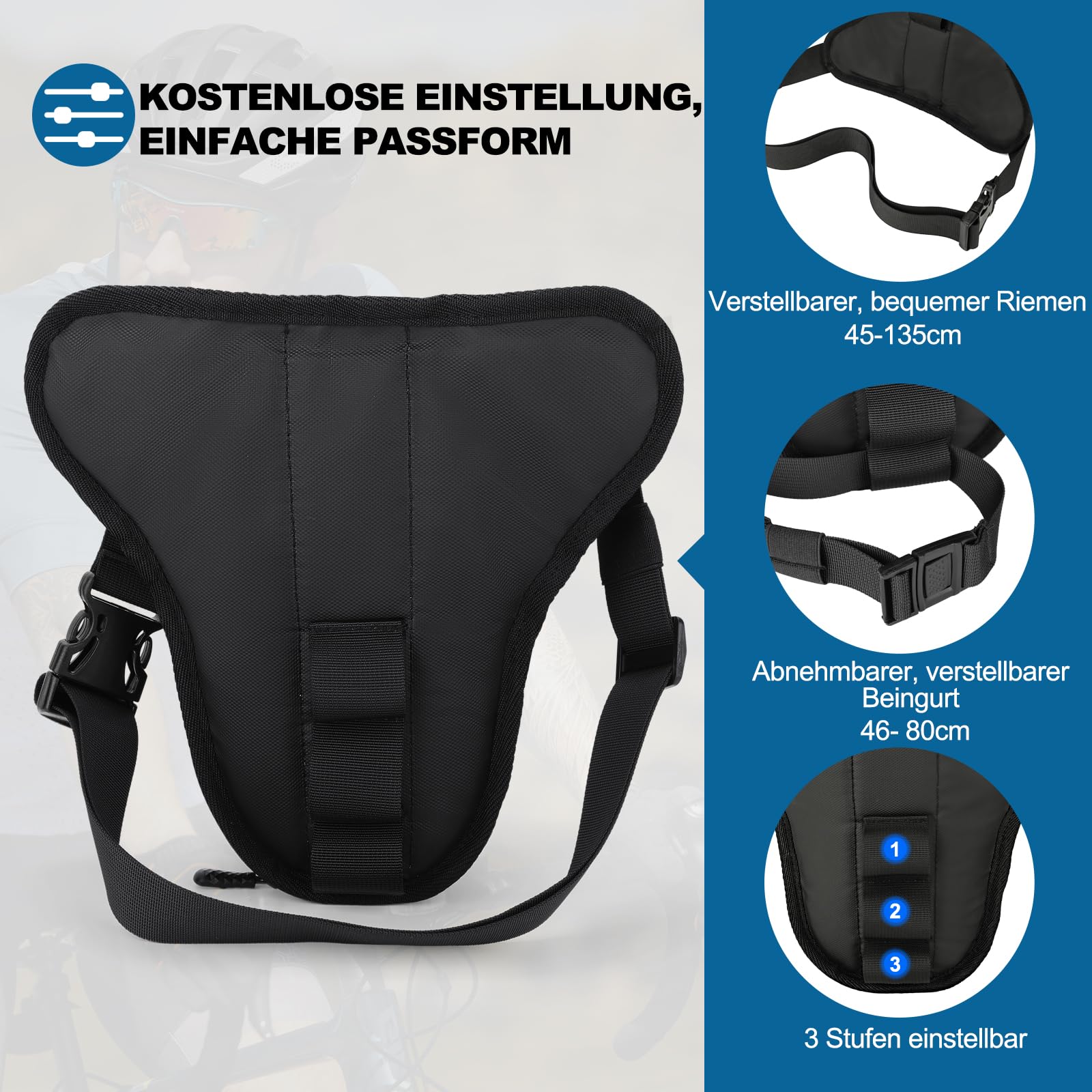 ISEYOU Beintasche Motorrad, Oberschenkeltasche für Herren Damen, Leg Bag mit Abnehmbare Beingurte Multifunktionstasche für Wandern, Camping, Klettern, Laufen, Sport und Arbeit Gepäckrollen