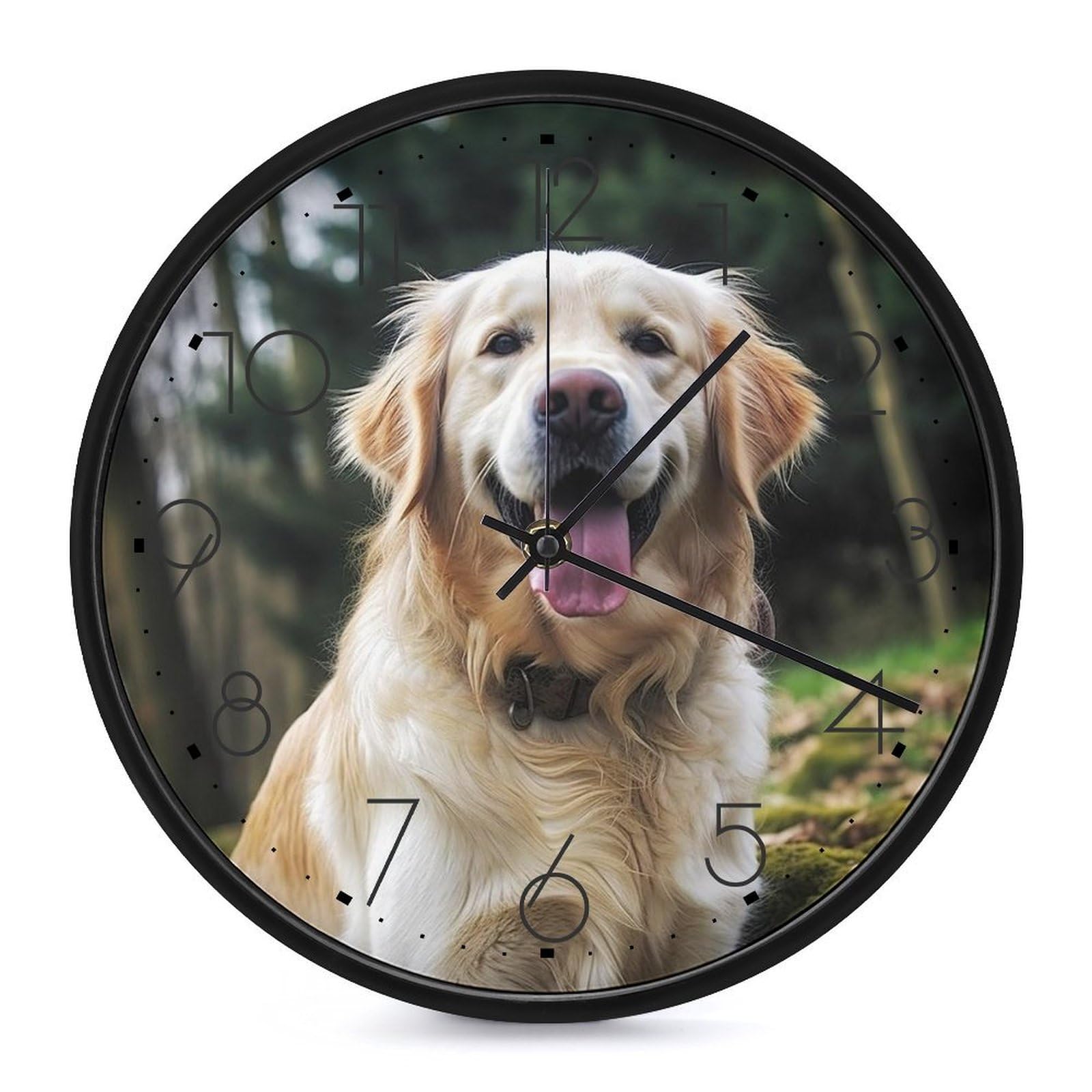 Horloge murale ronde Golden Retriever pour la décoration de la chambre et du bureau