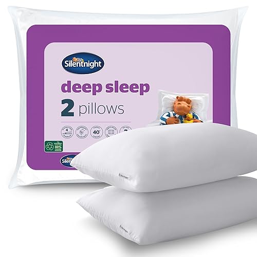Silentnight Deep Sleep Pillows 2 Pack – Medium Support Comfortable Hollowfibre Bed for Front, Back and Side Sleepers Machine Washable Hypoallergenic of Standard Size, White - Pack of 2 - Medium Support