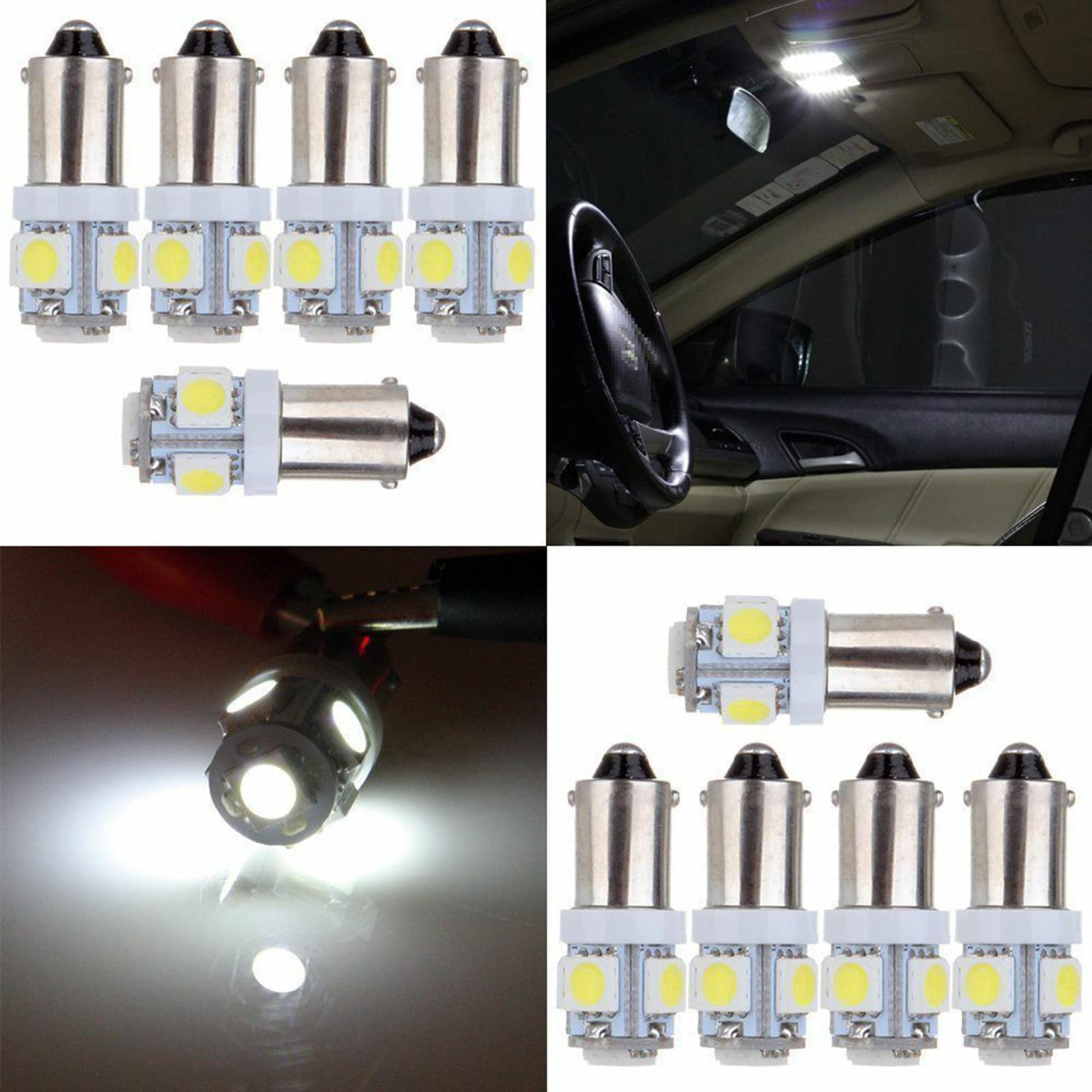 DEFVNSY Lot De 20 Ampoules LED BA9S T11 5SMD 5050 - Feux Position Blanc 6500K Pour Voiture