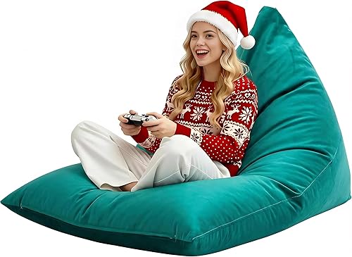 Miniatura 20 de Nobildonna Funda para puf de 4 pies (sin relleno) para adultos, funda de terciopelo extra grande de alta calidad de 400 litros, puf lavable sin