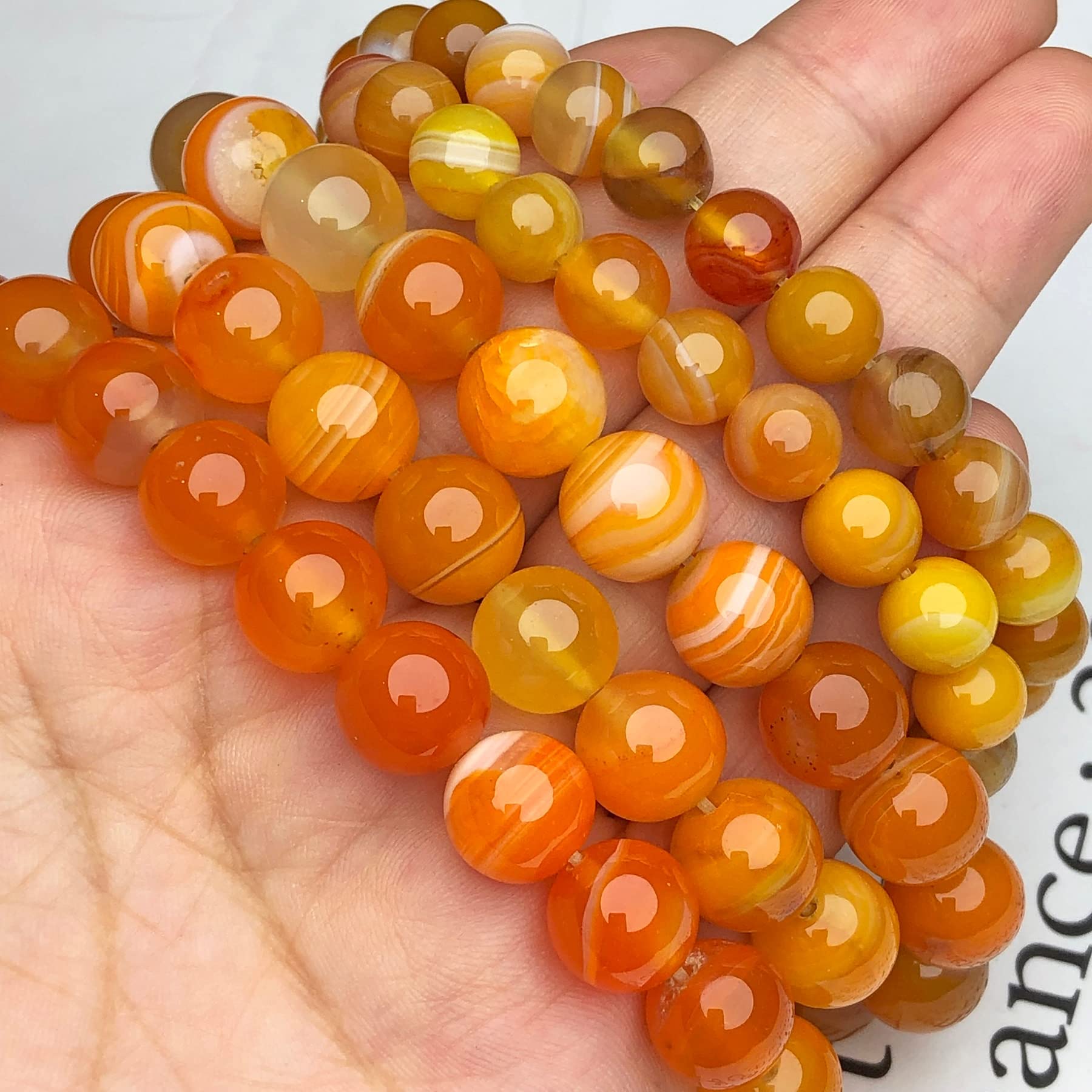 LYVQZPWLRpiedras preciosas de piedra natural, Cuentas espaciadoras sueltas redondas de ágata anaranjada de piedra natural for hacer joyas, accesorios de pulsera DIY Z923(6mm 6063pcs)