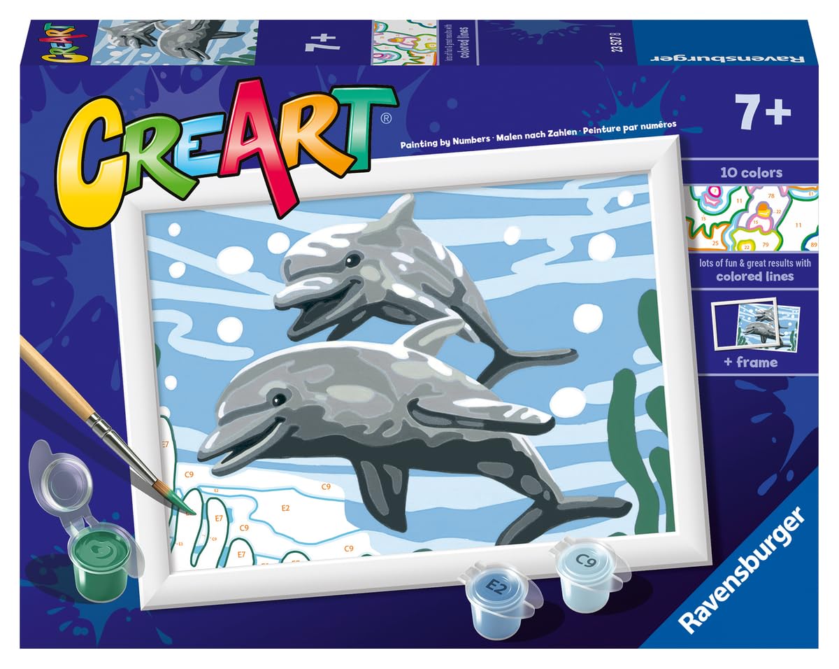 Creatividad Infantil Ravensburger CreArt D: Periquitos – Pintar Por Números Para Niños 9 | Kit Completo Con Marco 24x18cm | Regalo Creativo