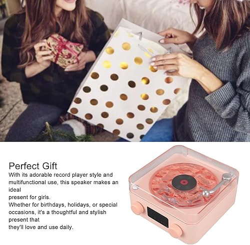 Miniatura 5 de GOWENIC Altavoz Bluetooth con tocadiscos, estéreo clásico a la antigua, con luz nocturna y pantalla de hora, bonito altavoz para dormitorios, salas