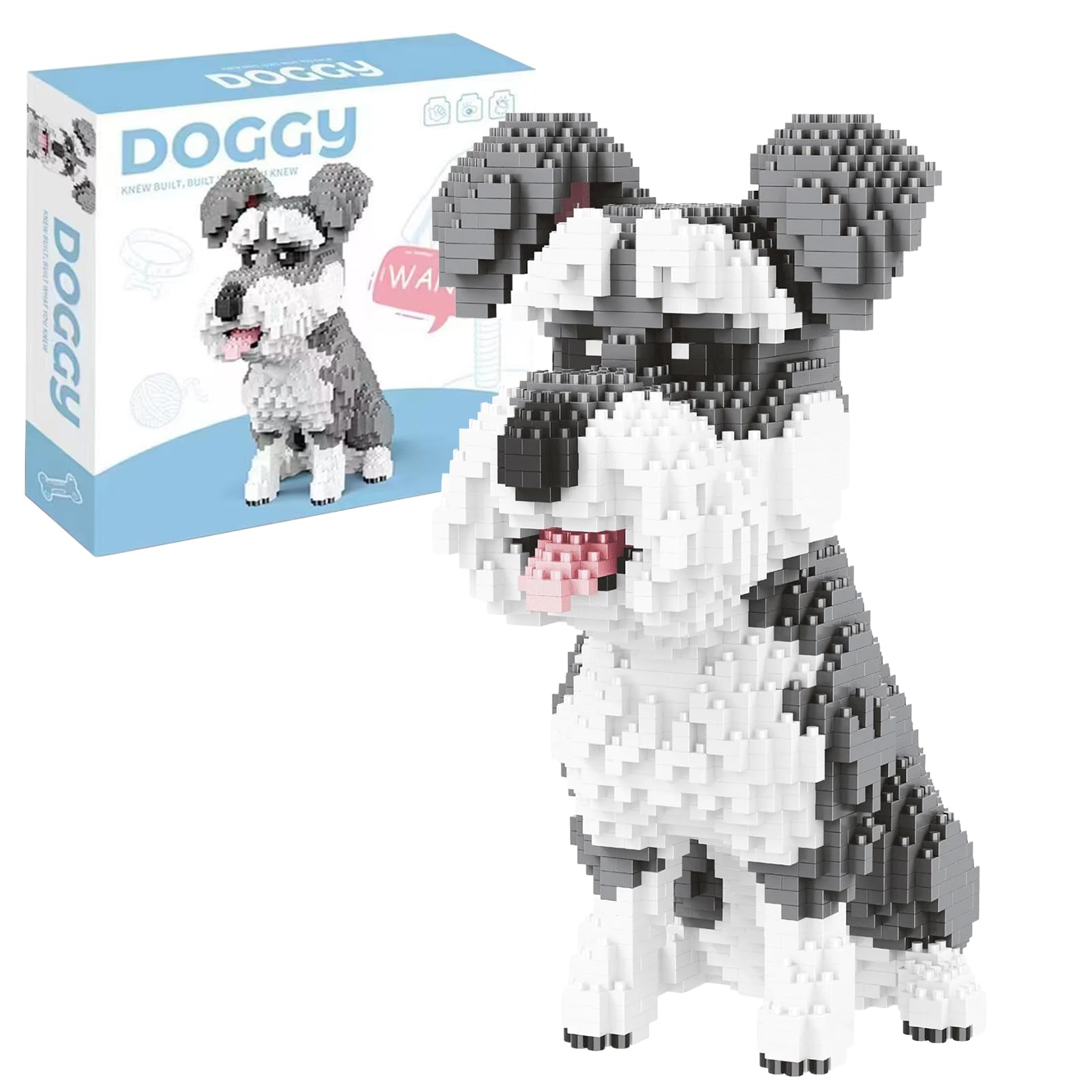 1930 Pieces Micro Building Blocks Set, DIY Mini Bricks​ 3D Animal Model, for Adult Construction Toy, Office Decoration, Home Display​ and Gift Giving​ (Schnauzer)