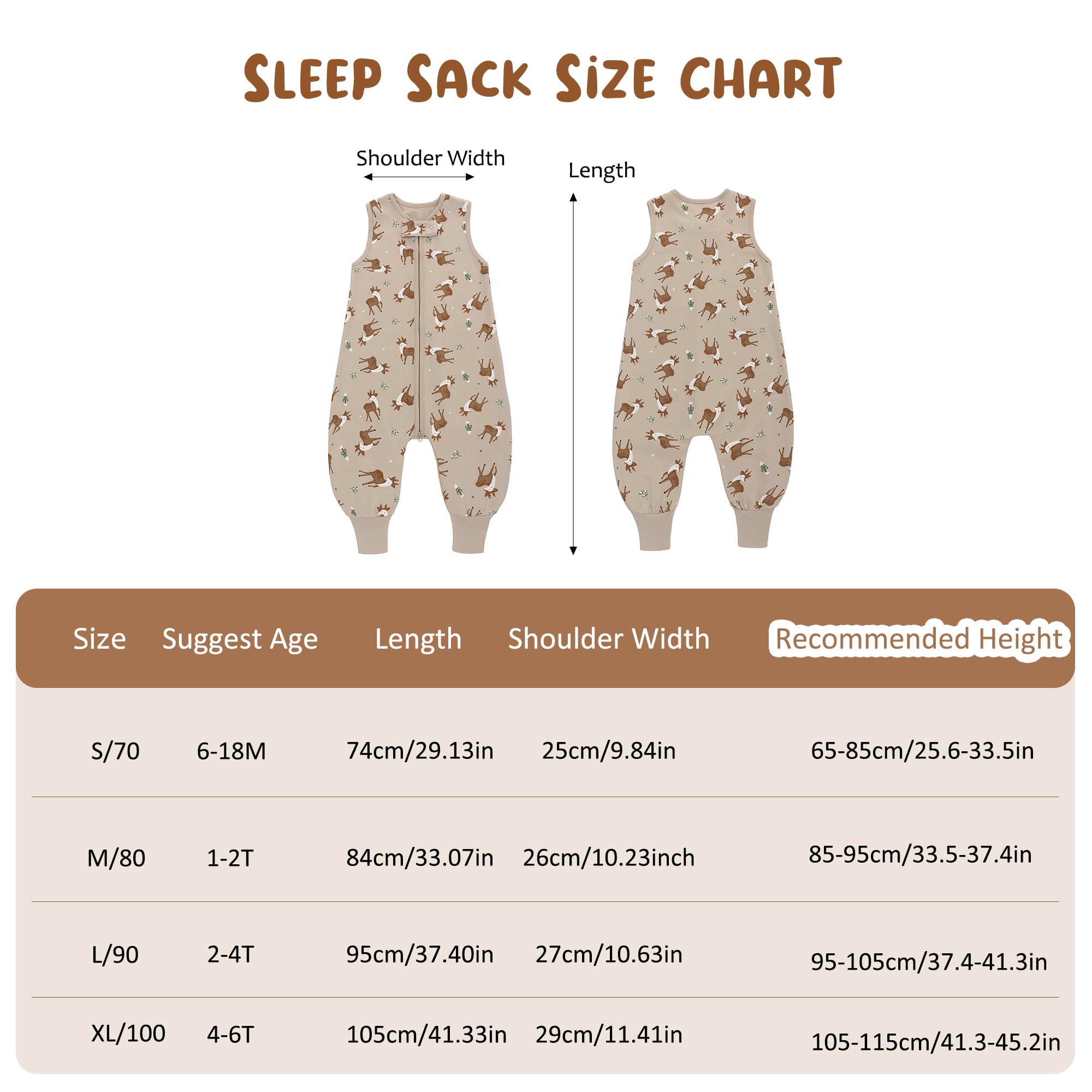Miracle Baby 2pcs Confezione da 2 sacchi nanna estivo con piedi, 0,5 Tog, 100% cotone, per bambini, per ragazzi e ragazze (2, leone + cervo, L/95-105 cm)