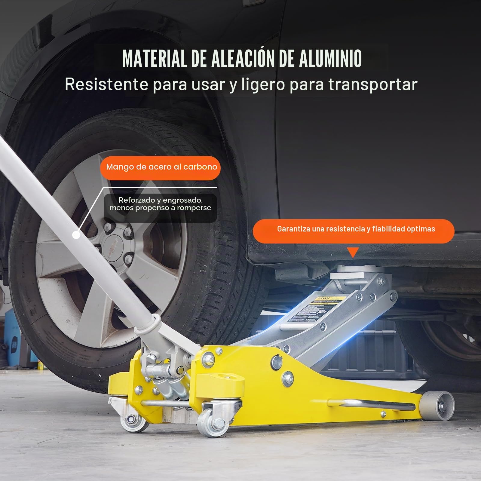 VEVOR Gato hidráulico de Piso de Perfil bajo de 3 toneladas (6600 LB), de Aluminio Resistente, para Carreras, para automóvil, con Bomba de elevación rápida de Doble pistón