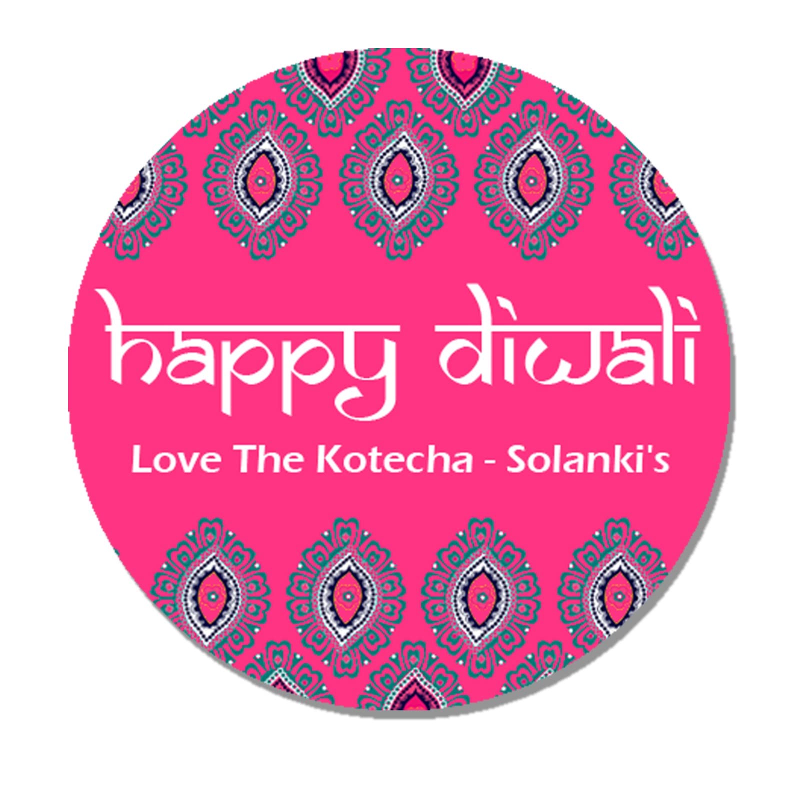 Treasured Forever Pink Personalised Diwali Stickers/Divali Celebration Gift Paisley D1-35 Stickers Labels (Pink)