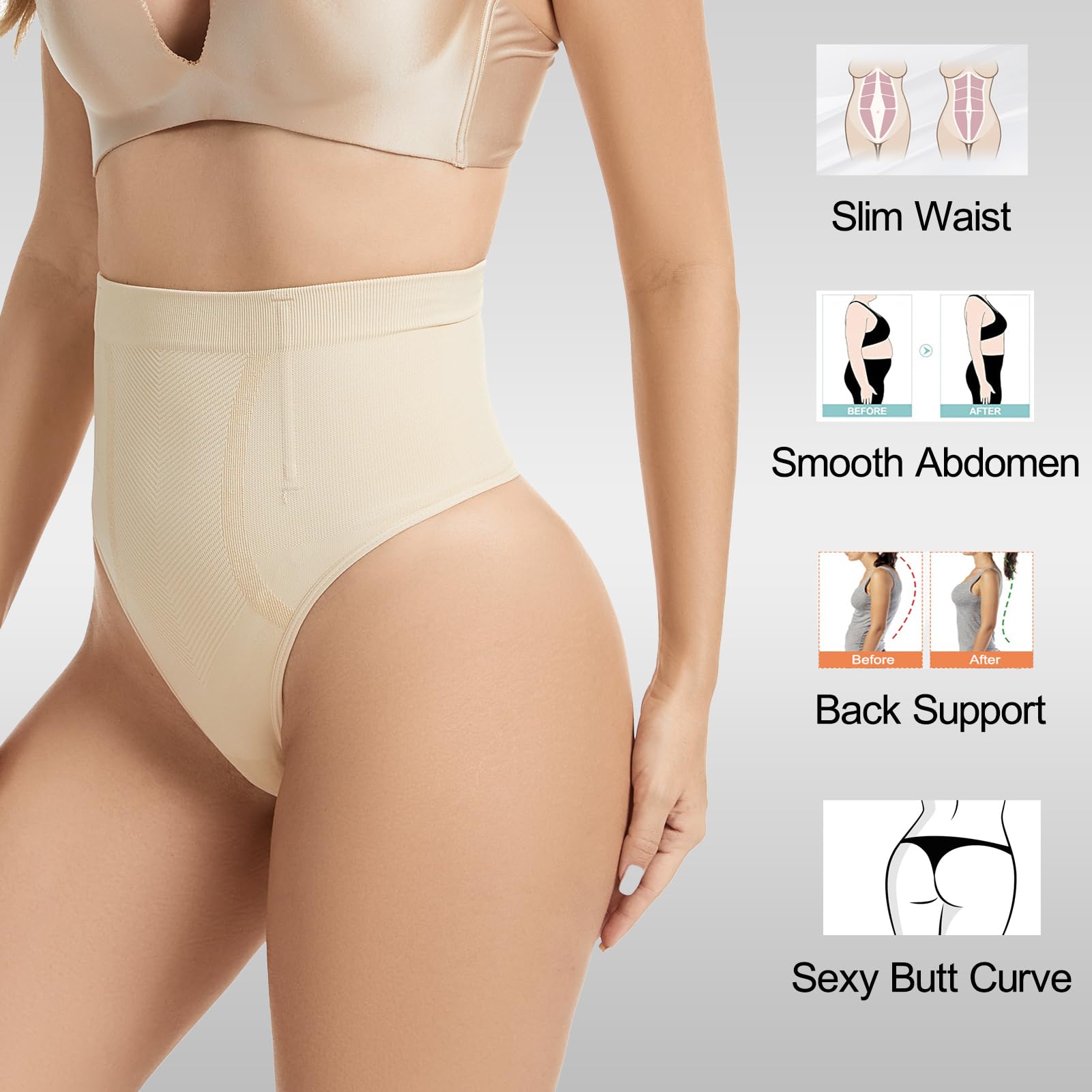 KSKshape Bielizna modelująca brzuch stringi dla kobiet wyszczuplające stringi bezszwowe bielizna modelująca sylwetkę