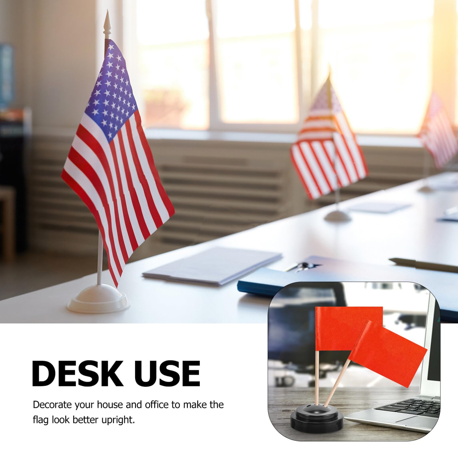 Porte-drapeaux Miniatures Pour Bureau - Lot De 6 Supports Noirs 3 Trous