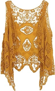 Women Open Stitch Cardigan Boho Sleeveless Hippie Summer Hollow Out Solid Crochet Vest - Buy now