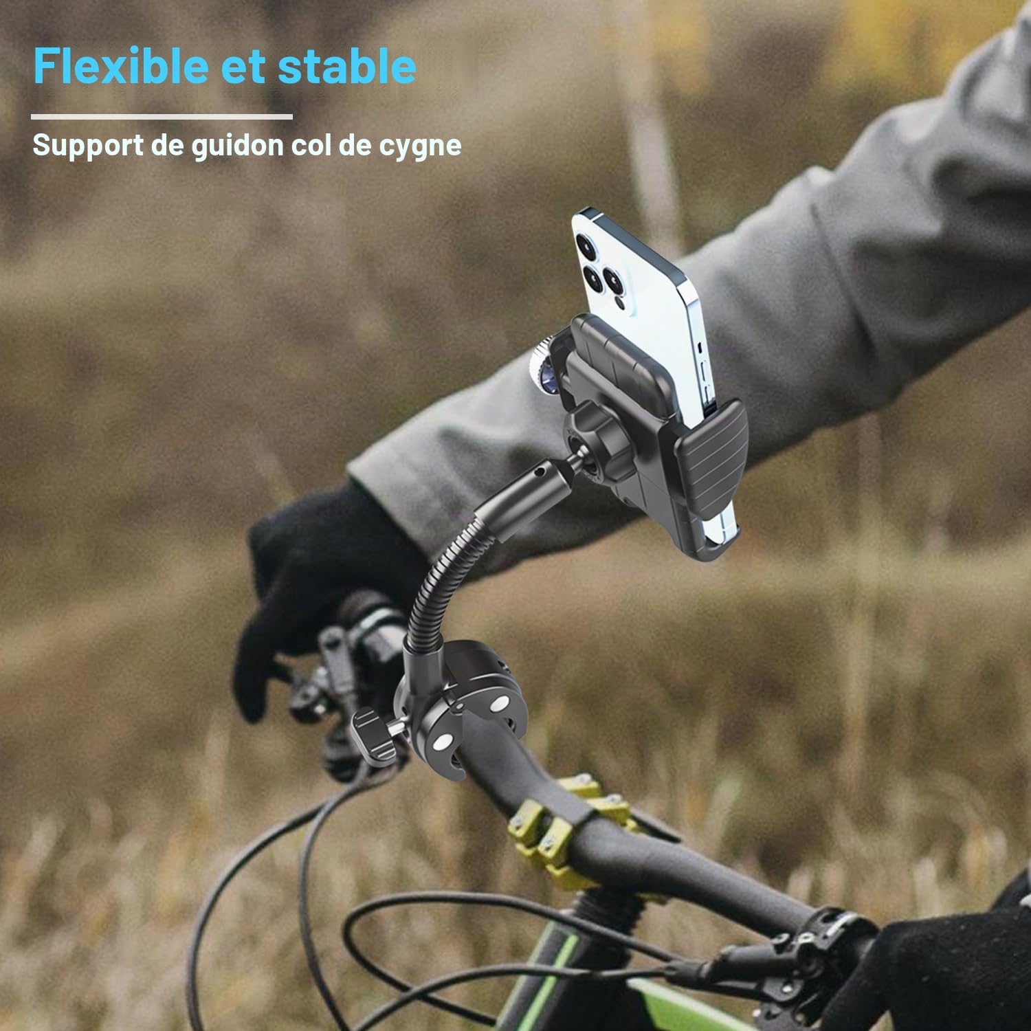 Support Téléphone Poussette Fauteuil Roulant Scooter [Flexible & Stable]