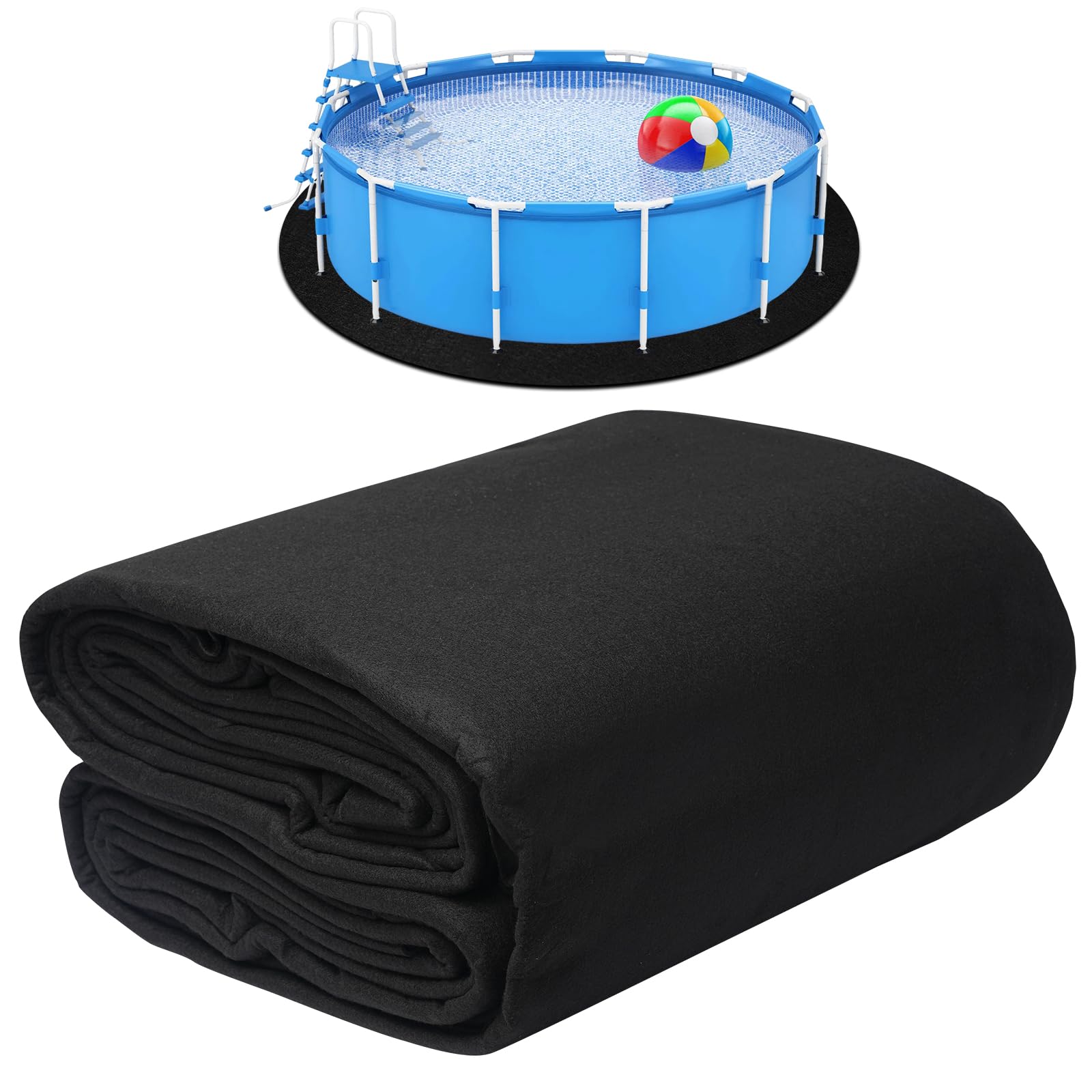 18 FT Pool Liner Pad,Round Under Pool Padding,Pool Pads for above Ground Pool,Strong and Durable Puncture Protection Eco-Friendly above Ground Pool Liner pad,Black