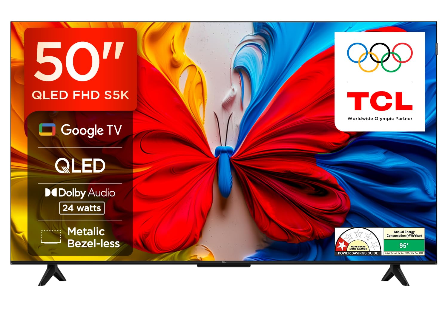 TCL 126 cm (50 inches) Metallic Bezel-Less, FHD Smart QLED Google TV 50S5K TCL 126 cm (50 inches) Metallic Bezel-Less, FHD Smart QLED Google TV 50S5K