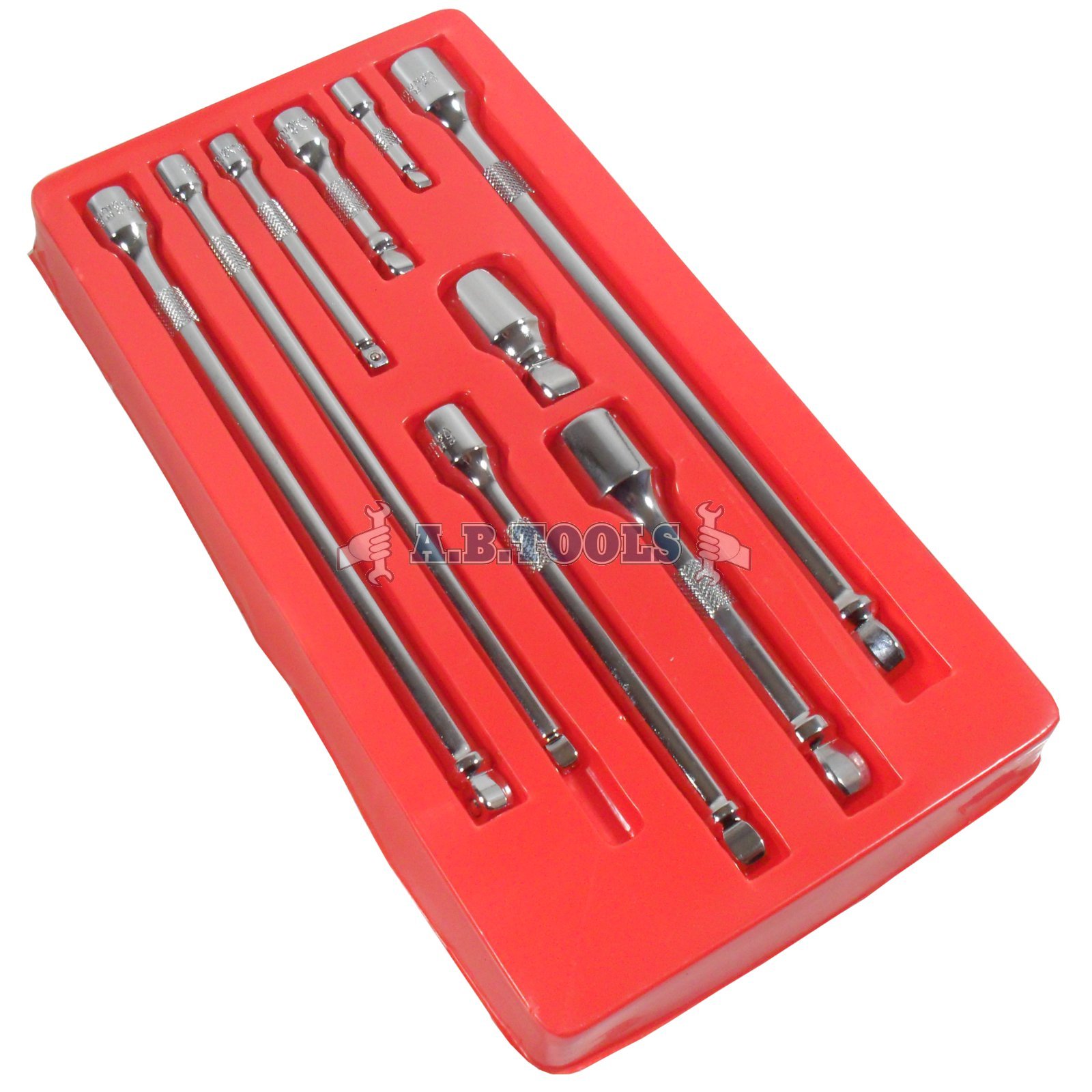 1/2" 3/8" 1/4"dr 9pc Extension Set Wobble TE068