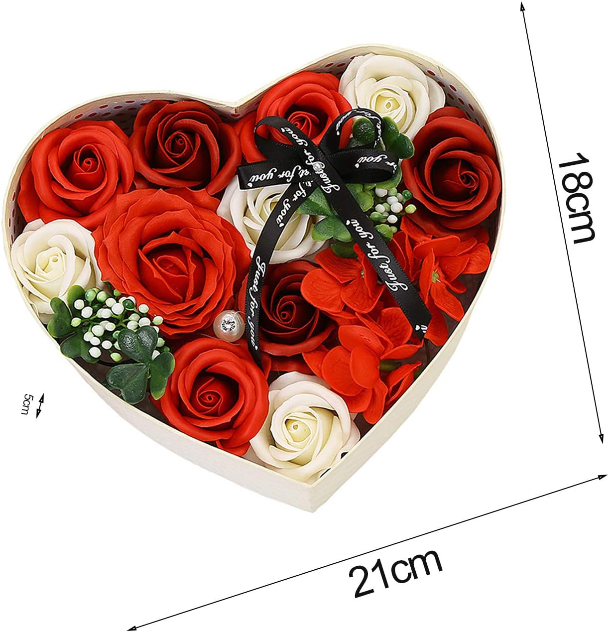 Forever Roses,Soap Fresh Fake Flower Heart-Shaped Rose Gift Box Mother's Anniversary Wedding Valentine's Day Birthday Gifts for Mom Wife Girls Pink