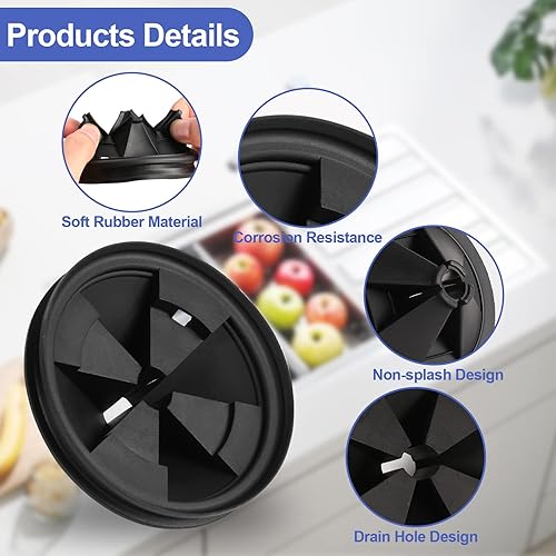 Miniatura 8 de RQYEKDO Protectores contra salpicaduras para triturador de basura con tapón redondo para fregadero de cocina, tapones de drenaje deflectores de