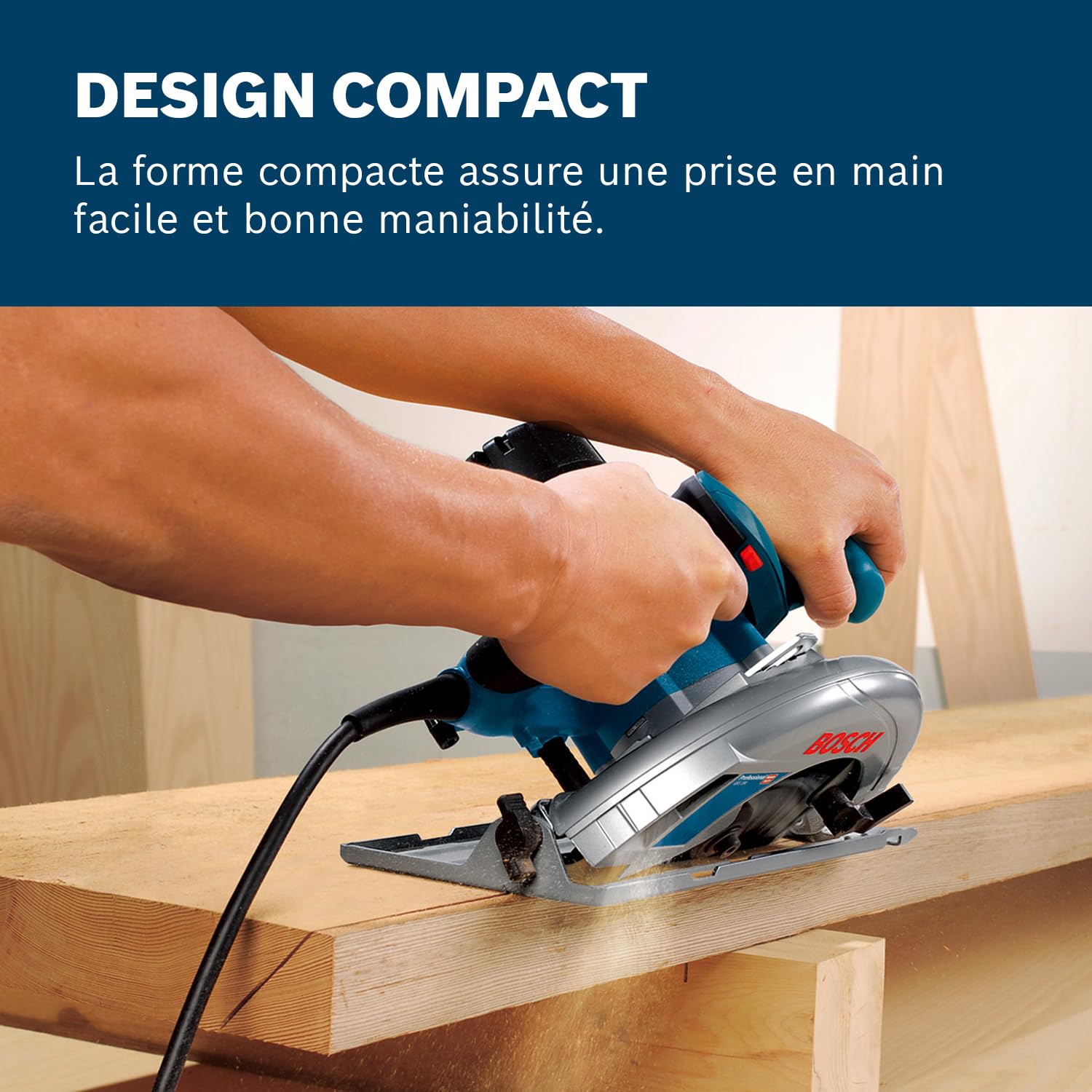 Bosch Professional scie circulaire GKS 190 (puissance 1 400 W, lame de scie : 190 mm, profondeur de coupe : 70 mm, avec lame au carbure, adaptateur d’aspiration, butée parallèle, clé six pans mâle)