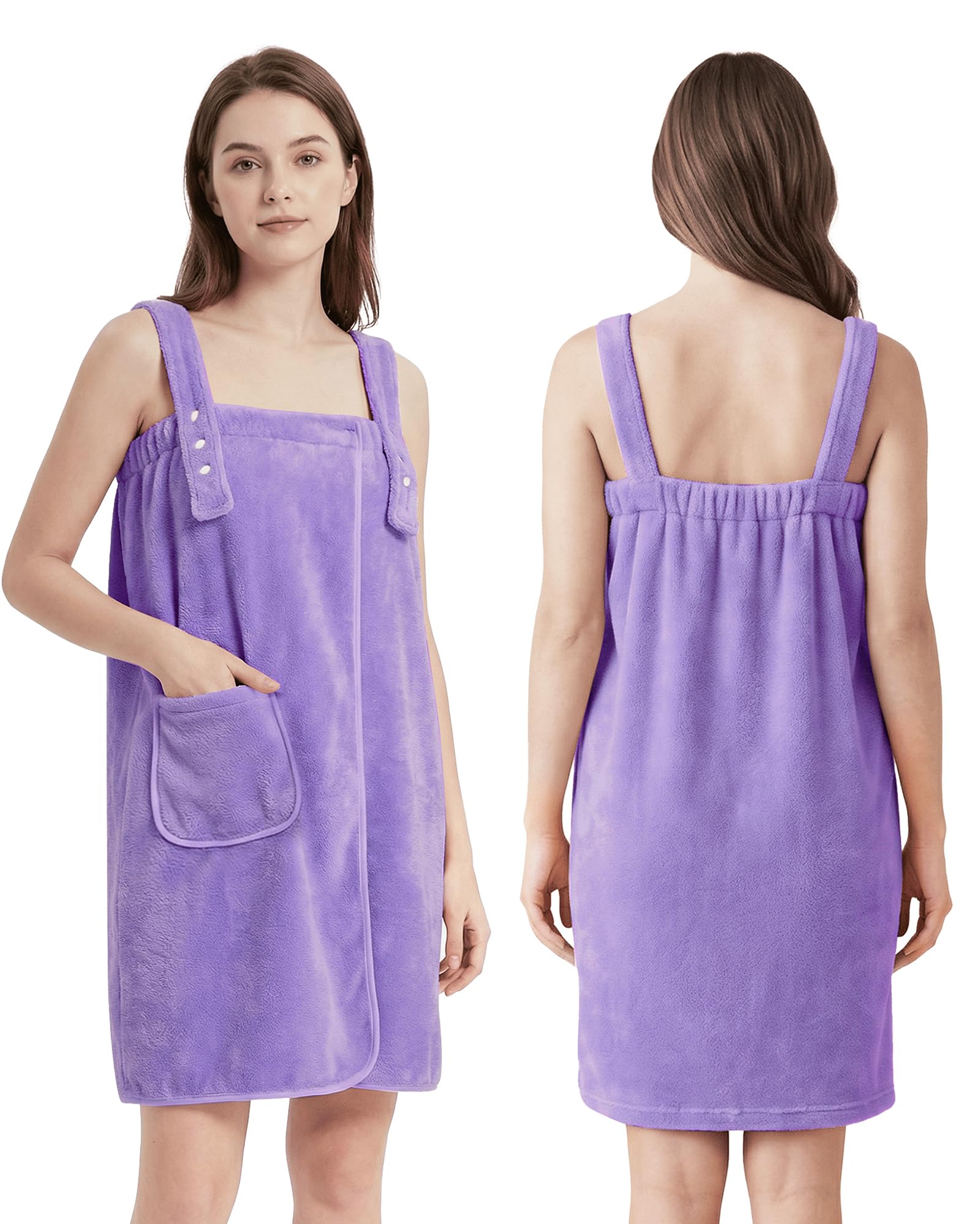 Towel Robe for Women with Straps - Lightweight Absorbent Cozy Bath Wraps for Women After Shower Including Plus