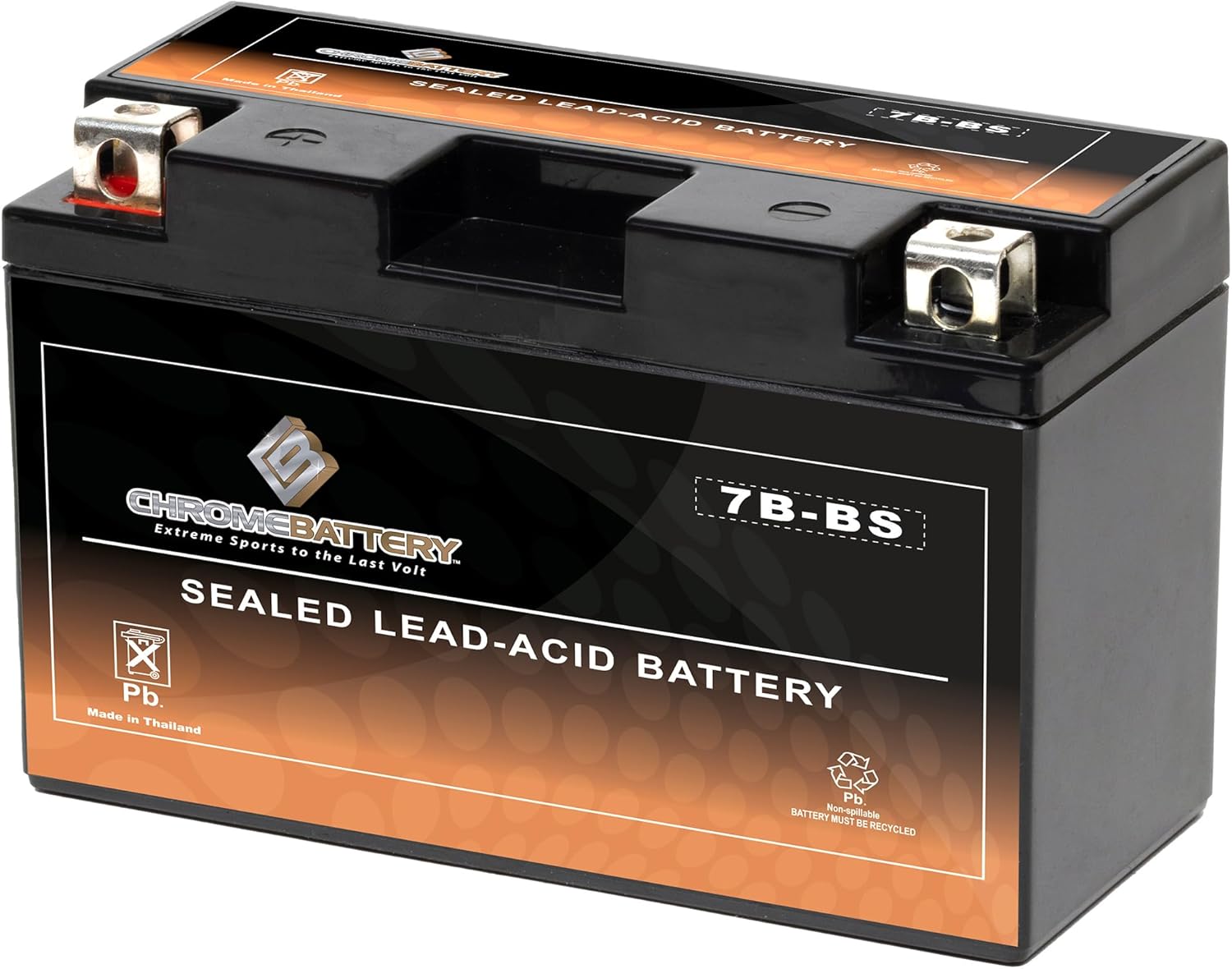 CB CHROMEBATTERY YT7B-BS 12V 110 CCA AGM – Maintenance-Free Battery for ATV, Motorcycle, Scooter, Jet Ski – 7 Ah T3 Nut & Bolt – Fits Yamaha Raptor 250, Honda CRF150, Polaris Outlaw & More