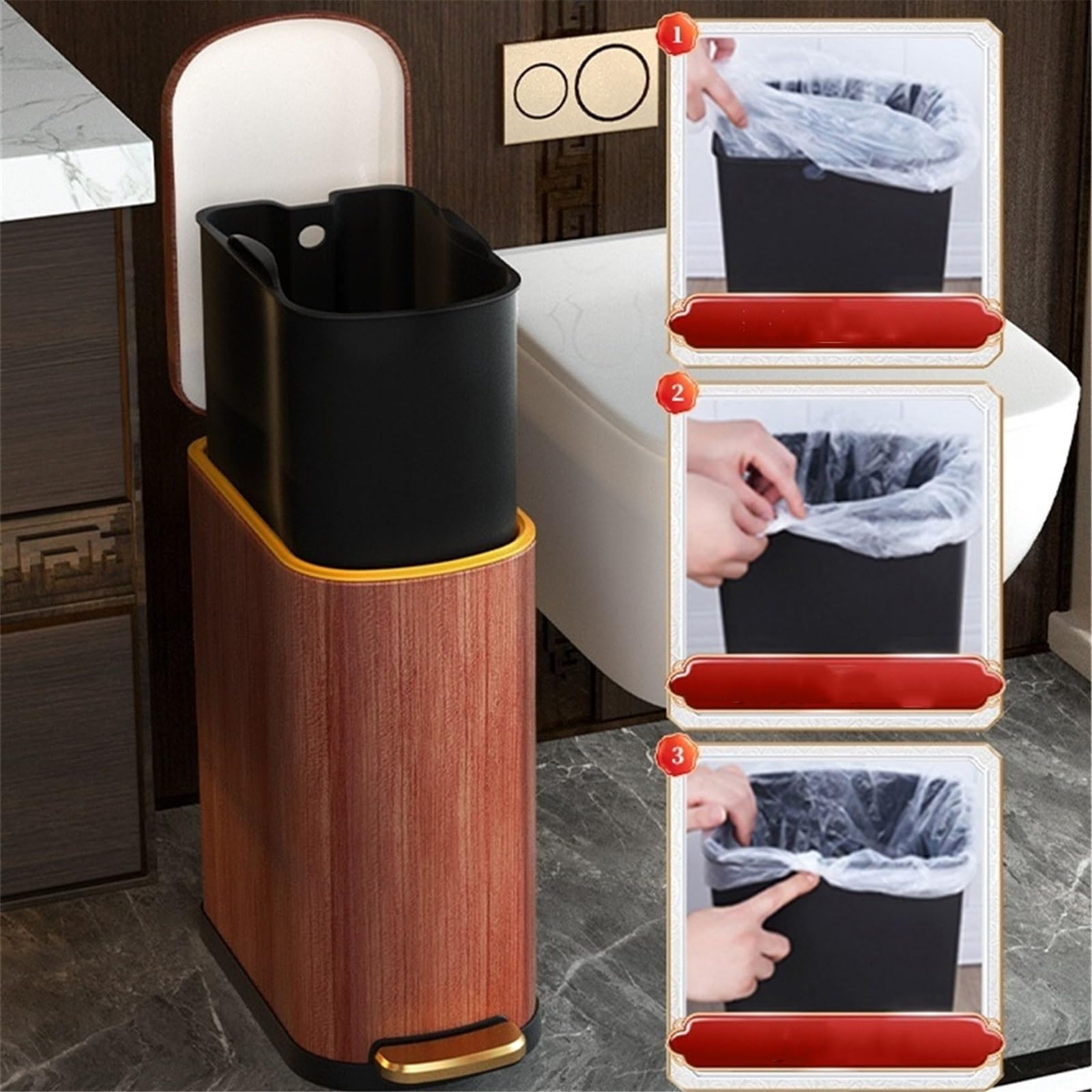 Cubo de basura y residuos para interiores de cocin Papelera De Cocina Con Tapa Dormitorios Y Oficinas bote de basura(Beige)