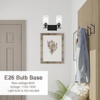 Vista 6 de MELUCEE Iluminación de pared interior 2 luces mate negra con vidrio martillado transparente, lámpara de pared moderna para tocador de baño