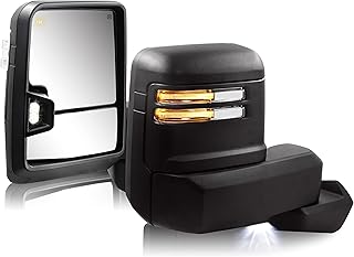 Towing Mirror Compatible with 2019-2023 Chevy Silverado 1500 With Power Adjustment Mirror Heated Turn Signal & Running Light Backup Light Puddle Lamp BSM Light Temperature Sensor Pair Set
