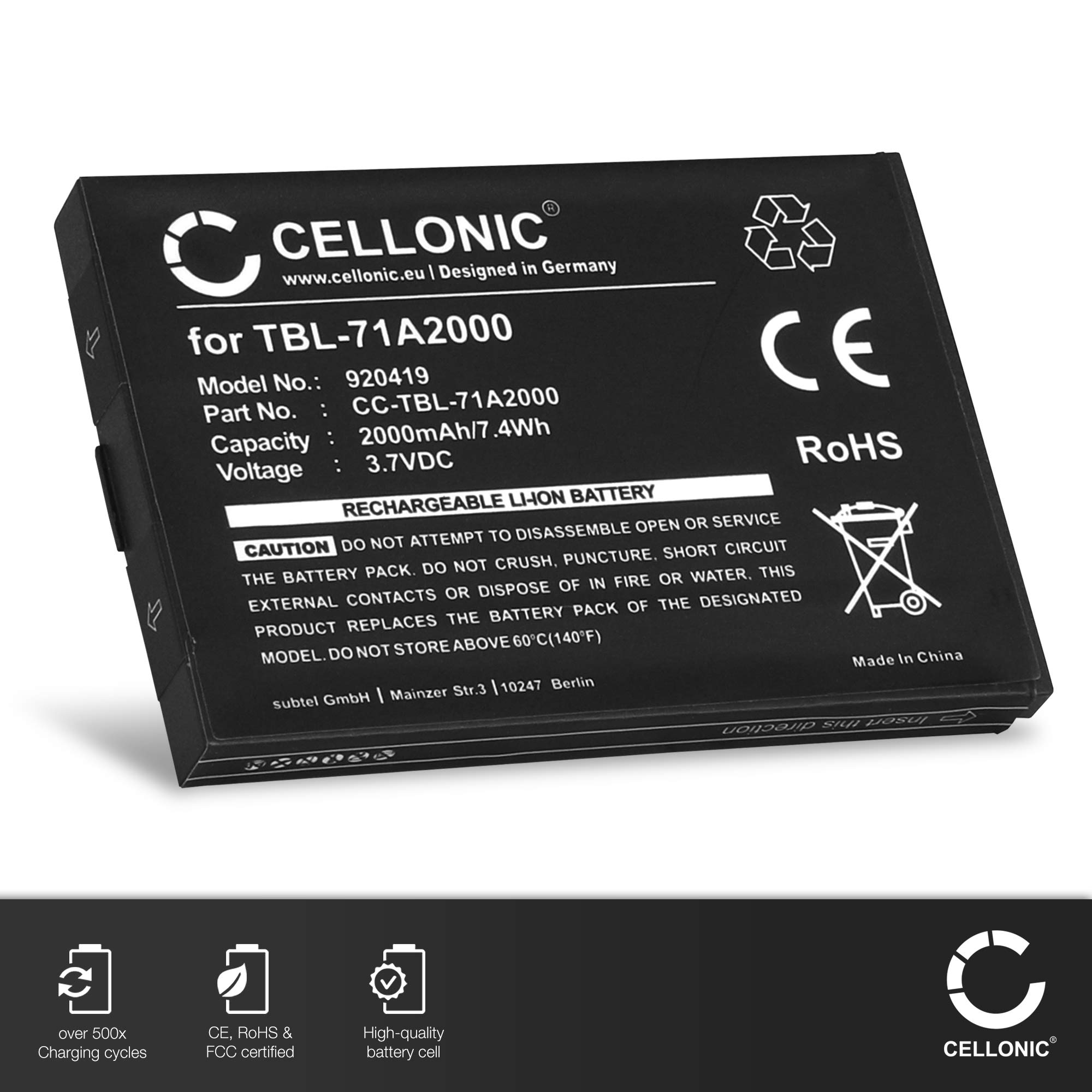 Batteria Cameron Sino Per TP-Link M5250, M5350, M7200, M7300, M7350 – 2000mAh, 3.7V, Certificata CE/RoHS - 4