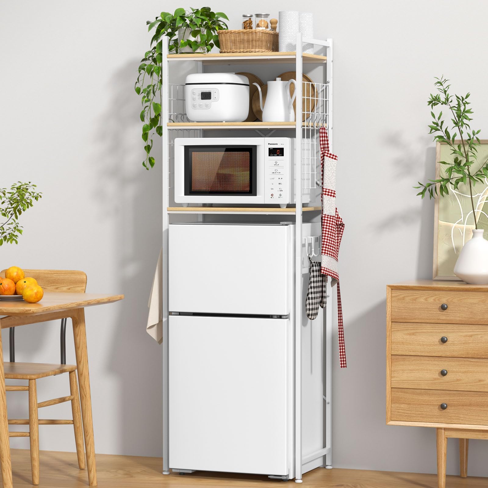 Amazon.co.jp: 冷蔵庫ラック ゴミ箱上ラック 幅60×奥行40×高さ180cm 棚