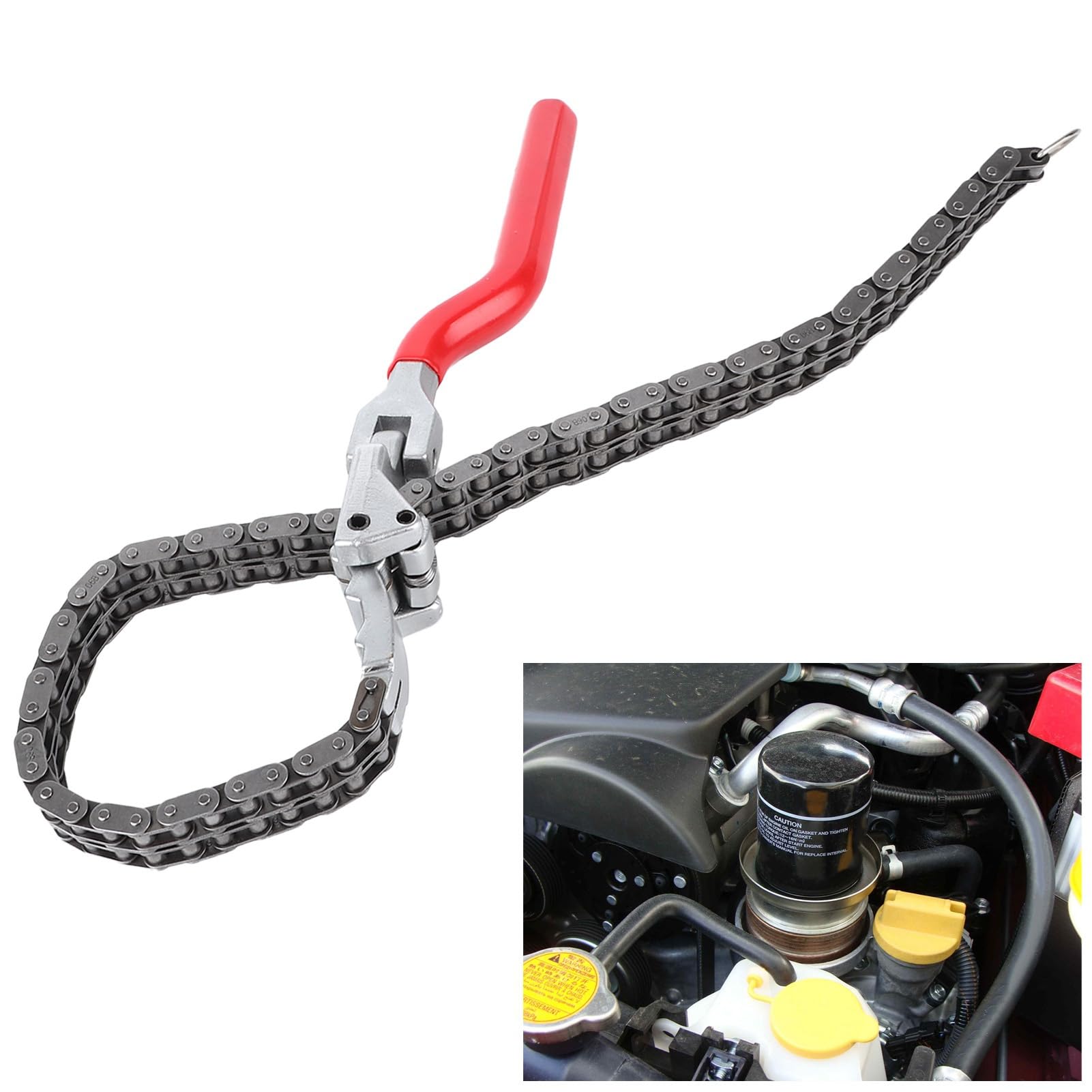 U1312 Acier Fer Clé à Filtre à Huile clé à Filtre à Huile de Type Chaîne 10,4 Pouces à Long Manche Outil de Réparation de Voiture Automatique Ergonomique