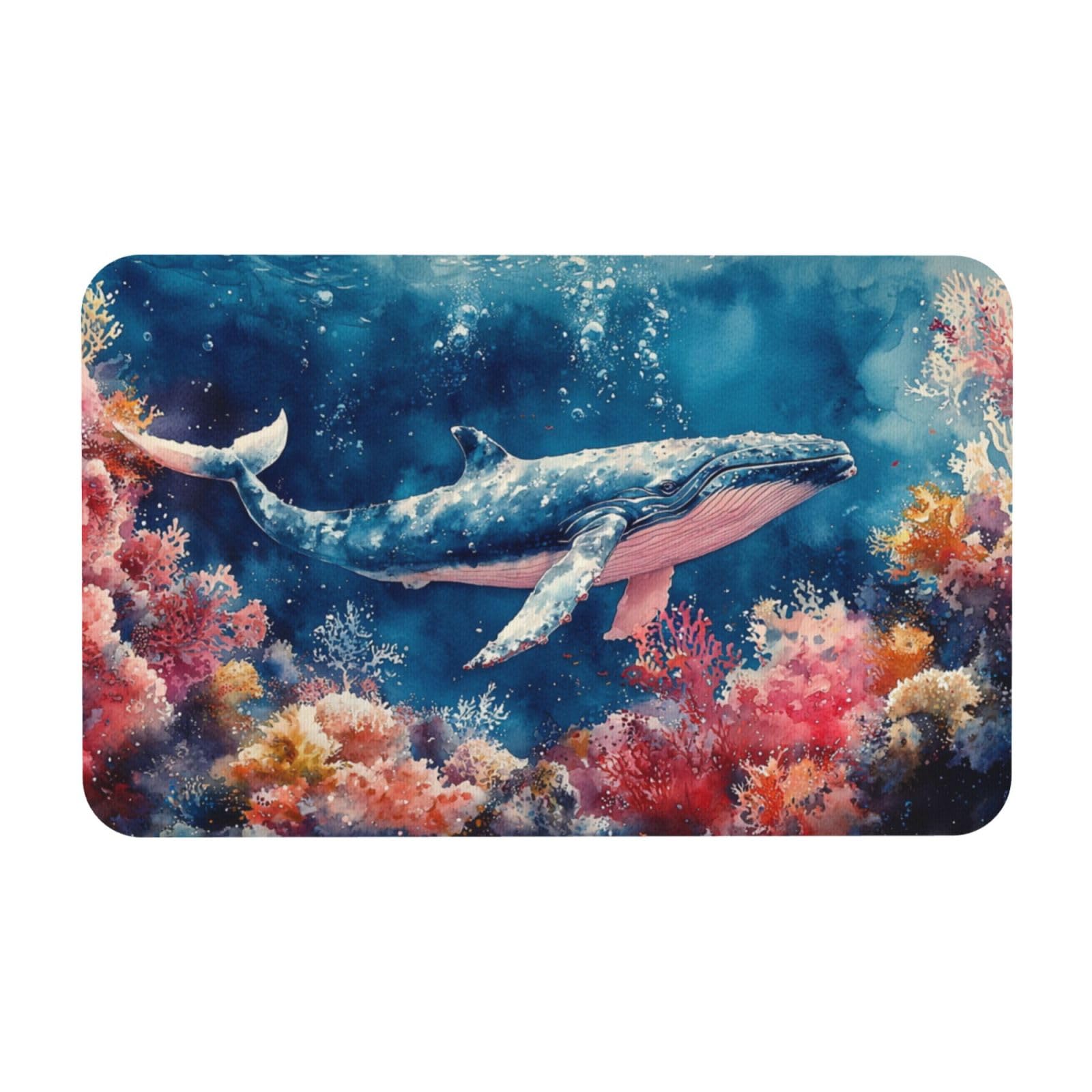 Évitez les glissades avec ce tapis de bain antidérapant et absorbant motif requin tropical