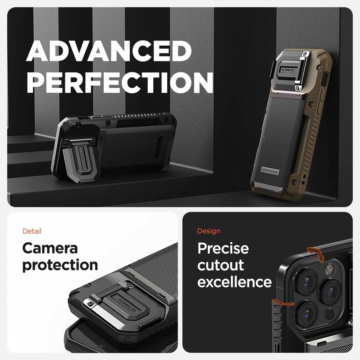 VRS DESIGN Damda Glide DuoGuard for iPhone 16 Pro Max Phone Case (2024), Premium Sturdy Fully Covered Camera Lens Protection Cover Card Holder Wallet Case (Groove Khaki) - Image 5