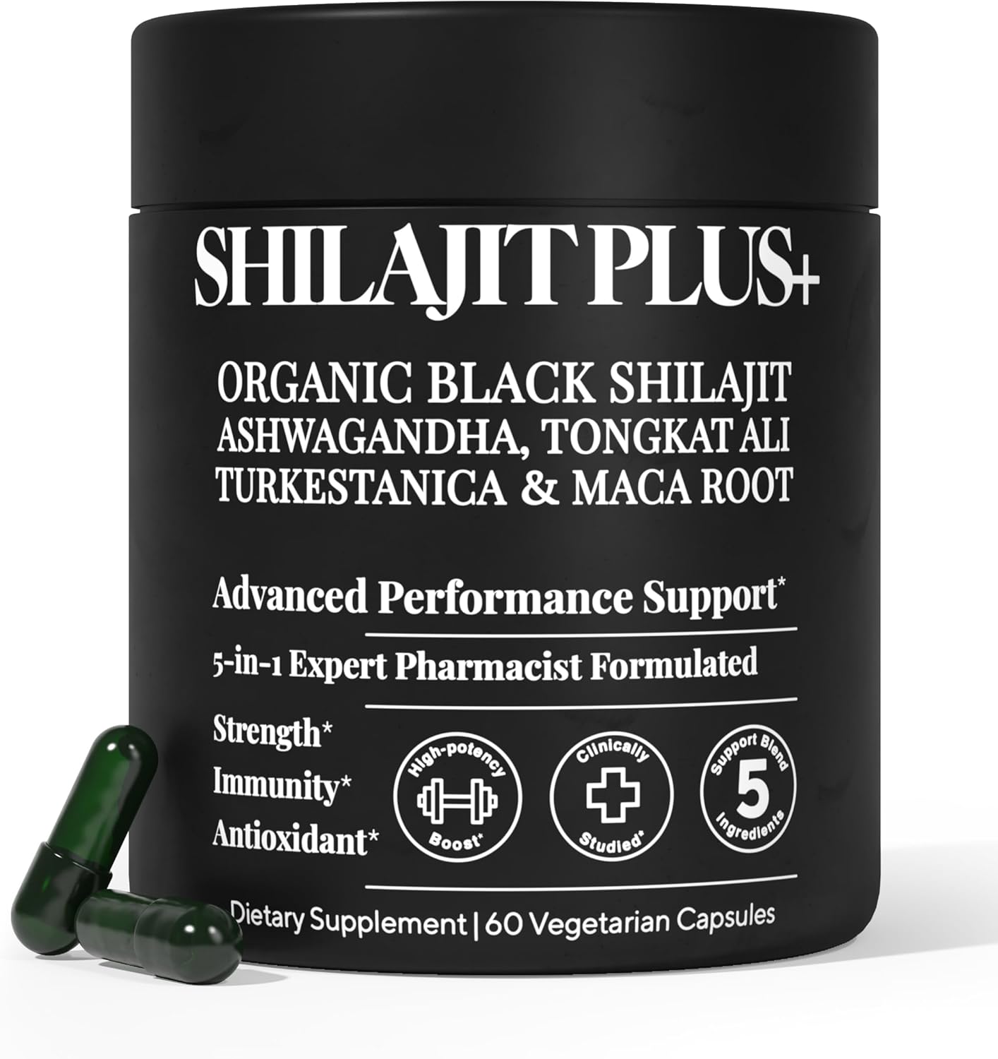5-in-1 Himalayan Shilajit for Men & Women – 1250mg | Ashwagandha, Tongkat Ali, Maca Root & Turkesterone – 80% Fulvic Acid – Energy, Testosterone & Vitality – 60 Vegan Capsules