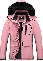 MOERDENG Women's Waterproof Ski Jacket - Warm Windproof Winter Coat with Detachable Hood for Snowboarding & Hiking