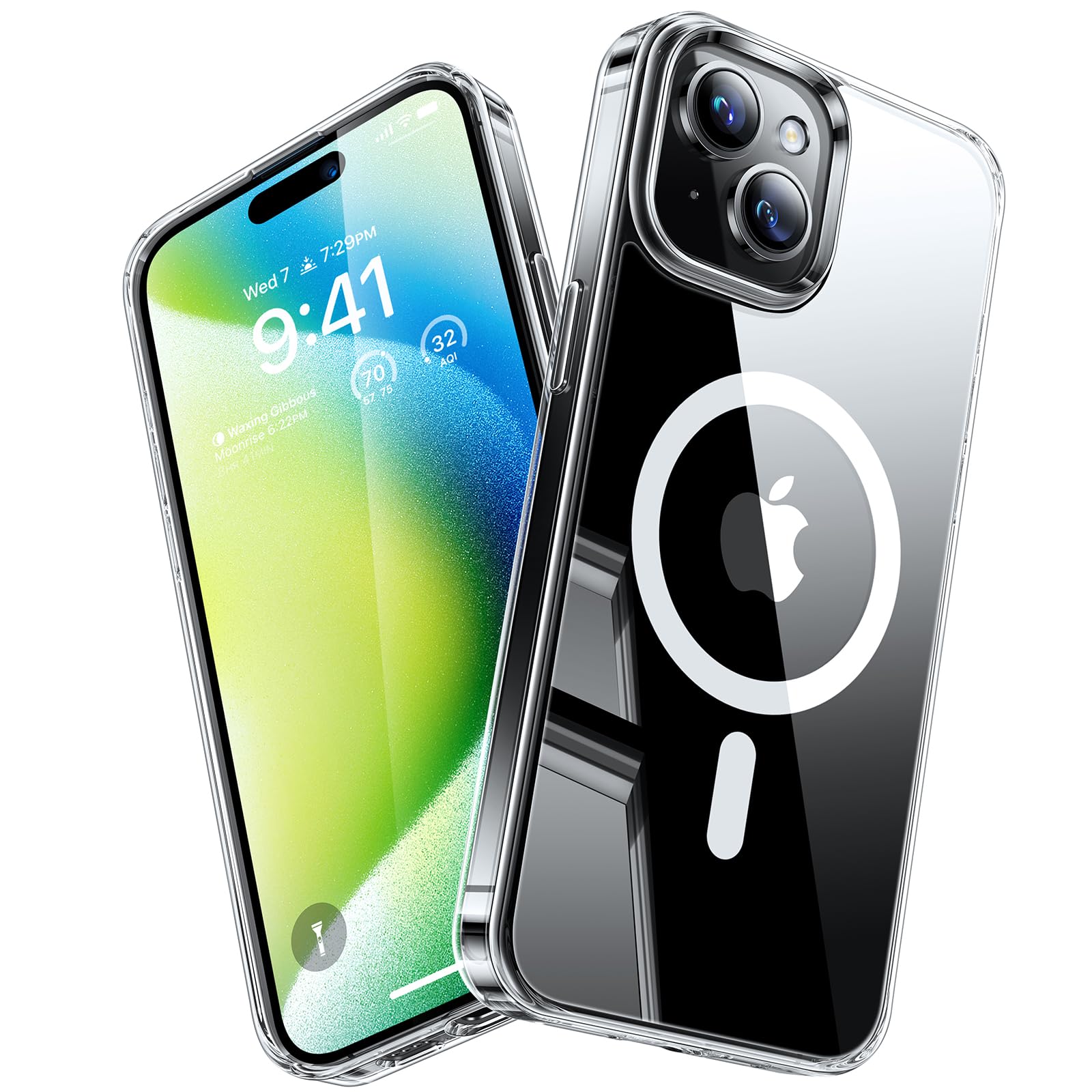 TORRAS Magnetic Designed for iPhone 15 Case Clear, Compatible with MagSafe, Never Yellowing, Military Grade Drop Tested, Hard Back Slim Clear Case for iPhone 15 Phone Case, Diamond Clear