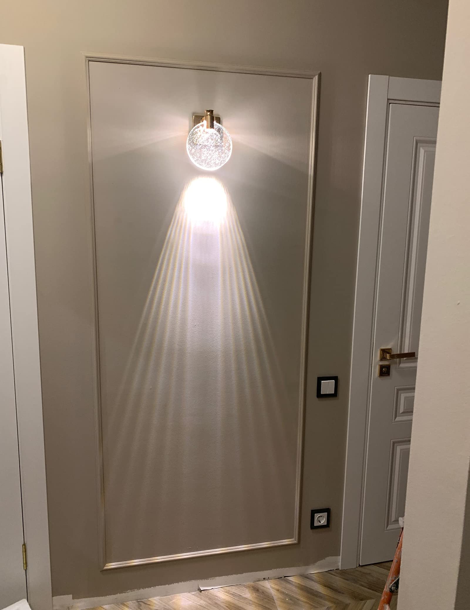 Rund LED Kristall Wandleuchte für Wohnzimmer Schlafzimmer Flur | Kristallblasen-Design, 3 Farbtemperaturen, Vintage Wandlampe Kristall für Nachttisch Badezimmerwaschtisch, Silber, Klein
