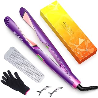 ANGENIL 2 in 1 Hair Straightener and Curler, Ceramic Ionic Hair Straightener, 130-240℃ Flat Iron with Adjustable Temperature 100V-220V Curls LCD Curls For Curl Wave Straighten