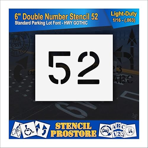Plantillas para pavimento, bordillo y WheelStop, plantilla de doble número de 6 pulgadas, (52) - 6 x 9 x 116 pulgadas (63 mil) - Resistentes