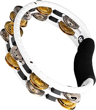 Tambourine for Adults, Traditional Handheld Musical Instrument — NOT MADE IN CHINA — Mixed Jingles, Synthetic Frame