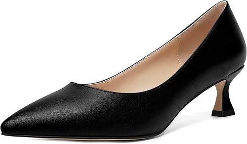 ROSERWISH Zapatos de vestir de tacón bajo para mujer, estilo casual, con puntera puntiaguda, estilo clásico, mate, para oficina, gatito, de 2