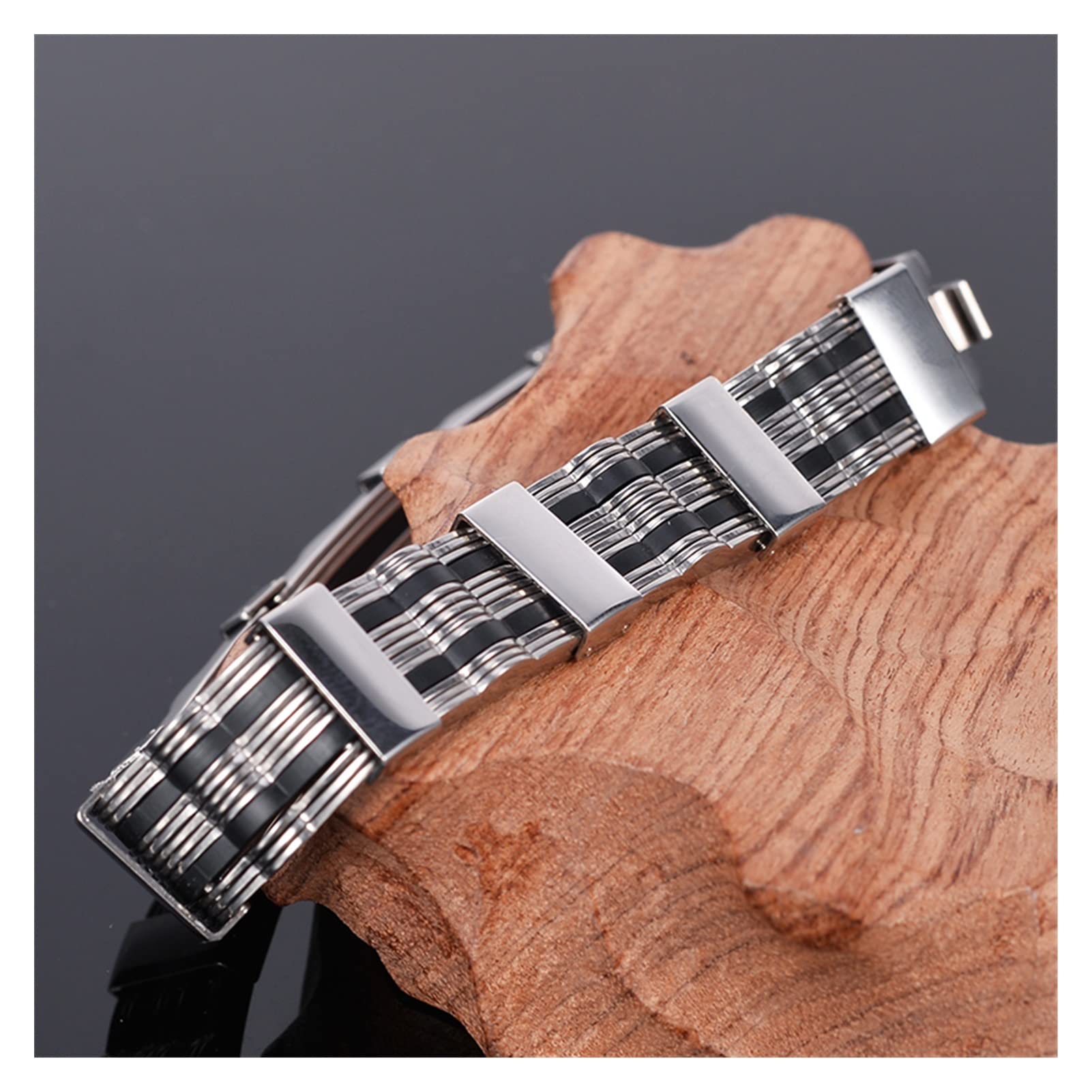 Cuero Pulsera de Acero Inoxidable Pulsera Masculina Brazalete Silicona Hombres Pulseras y Brazaletes Moda en la Cadena de Mano Joyería Ajustable Brazalete Brazalete