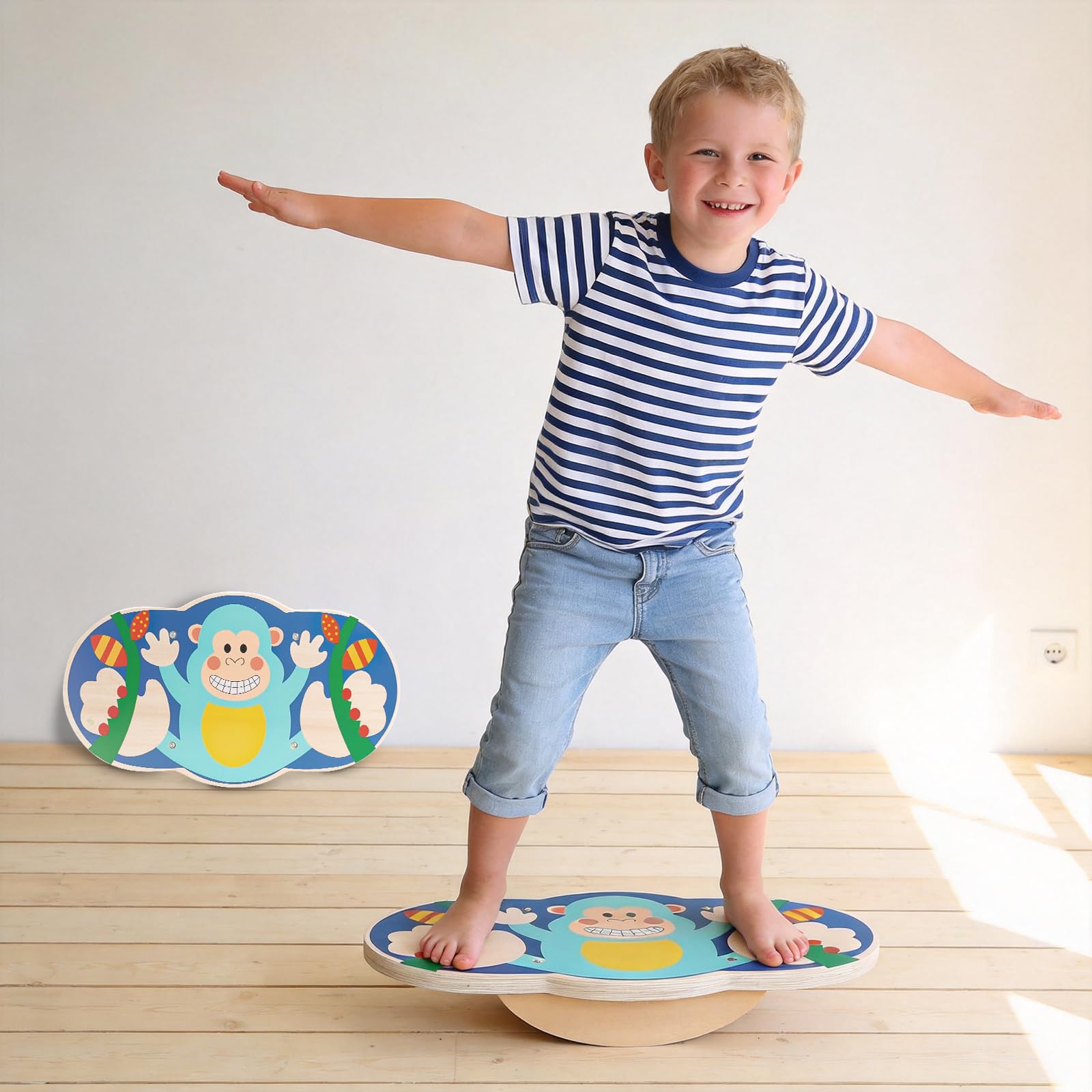 Tabla de equilibrio infantil, tabla de equilibrio de madera, tabla oscilante, equilibrio interior para niños, promueve el equilibrio y la concentración